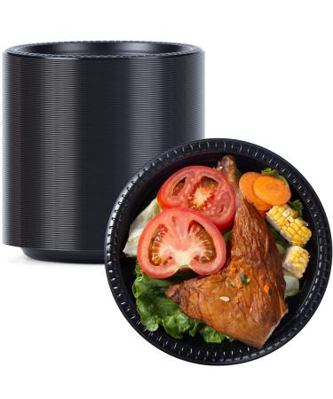 YANGRUI Reusable Plastic Plates 9 Inch 150 Pack Food Grade Meterial BPA Free Black Dinner Plates