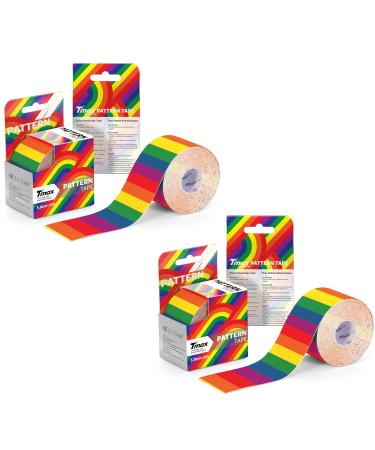 Tmax Waterproof Kinesiology Tape | Athletic Sports Tape for Injury Muscle Support Pain Relief Joint Support and Physiotherapy (5 m * 5 cm) (Rainbow) Pack of 2