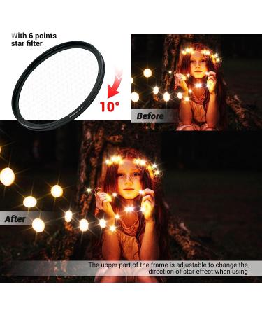 PROfezzion 67mm Star Filter Kit - 3 Pieces (4, 6, 8 Points) for Canon/Sony Camera Lens - Adjustable Starburst & Cross Star Effect Filter Set - Buy Online on GoSupps.com