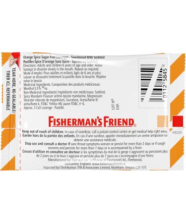 Fisherman s Friend Sugar Free Orange Spice | For Temporary Relief of Cough & Sore Throat | 8 Packs of 22 Lozenges (176 Total Count) - Buy Online on GoSupps.com