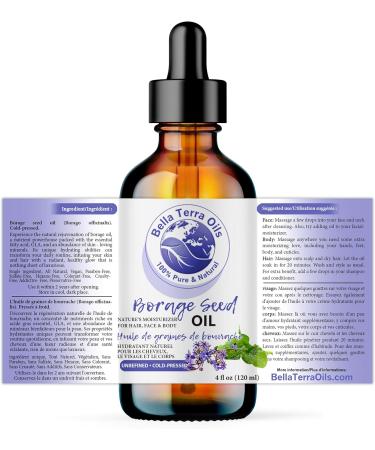 Bella Terra Oils Borage Seed Oil. 120ml. 100% Pure. Cold-pressed. Unrefined. PA-free. Hexane-free. Rich in GLA. Natural Moisturizer for Skin Hair. 120 ml (Pack of 1) - Buy Online on GoSupps.com