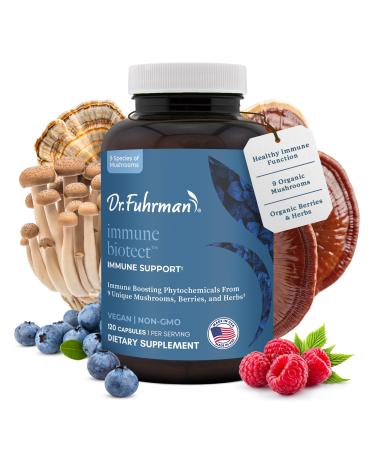 Dr. Fuhrman All Natural Immune Support Supplement | Whole-Food Derived Vitamin for Immunity Defense | Organic Mushrooms, & Berries | Organic Lion s Mane, Maitake, Reishi, and Elderberry | 120 Caps