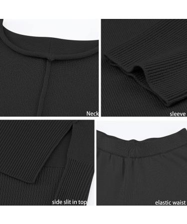 Fixmatti Women's Knitted High Neck Sweater Wide Leg Pant Set - Yy-black Large - Buy Online on GoSupps.com