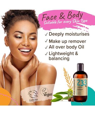Naissance Cold Pressed Golden Jojoba Oil 8 fl oz - Pure, Natural & Unrefined | Vegan, Hexane Free & Non-GMO | Ideal for Aromatherapy & Massage | Moisturizes Hair & Skin - Buy Online on GoSupps.com