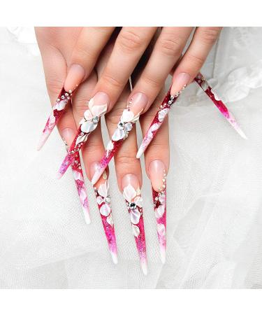 240 Extra Long Stiletto False Nails - Clear Oval Shape for Women and Girls | DIY Nail Salon Performances - Black & Transparent Color - Buy Online on GoSupps.com