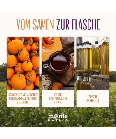  Monte Nativo Monte Native Pumpkin Seed Oil (2 x 500 ml) - Cold-pressed virgin and unrefined pumpkin oil - Omega fatty acids for skin health and care - Ideal for - Buy Online on GoSupps.com