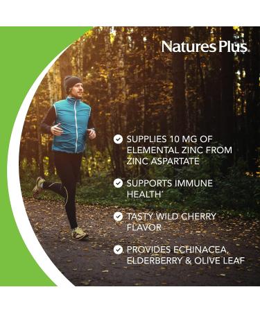 NaturesPlus ImmunActin Zinc Lozenges 10mg - 60 Vegan Lozenges - Immune Booster with Echinacea & Elderberry - Wild Cherry Flavor - Vegetarian & Gluten-Free - Buy Online on GoSupps.com