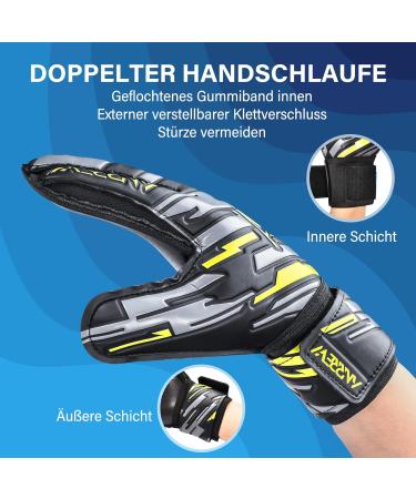 Anrrew Football Goalkeeper Gloves - Finger Protection & Double Wrist Support for All Ages | Durable Grip in Yellow & Black - Buy Online on GoSupps.com