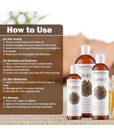 100% Pure Unrefined Castor Oil 2 fl. oz | Hair Growth Eyebrows & Eyelashes | Natural Skin Moisturizer - Hexane-Free USP Grade - Buy Online on GoSupps.com