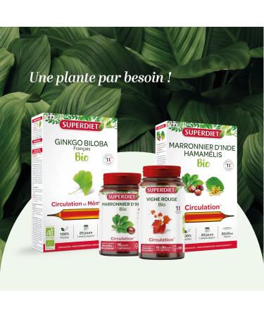 SUPERDIET - ORGANIC RED VINE - Circulation & Light legs - Made in France - 45 capsules - Buy Online on GoSupps.com