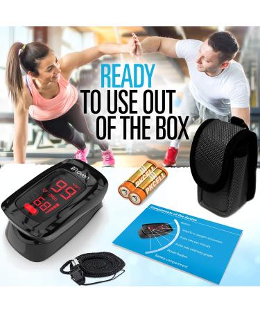 iProven Fingertip Pulse Oximeter Monitor - Clinically Accurate O2 Saturation Monitor for Heart Rate - Black-Red - Buy Online on GoSupps.com