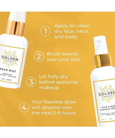 Golden Standard Face Mist: Hydrating Sunless Tanner Spray - Natural Self Tanning, Sulfate, Paraben, and Cruelty Free - 2 oz - Buy Online on GoSupps.com