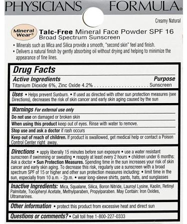 Physicians Formula Mineral Wear Face Powder SPF 16 - Creamy Natural 0.3 oz | Lightweight, Airbrushed Finish - Buy Online on GoSupps.com