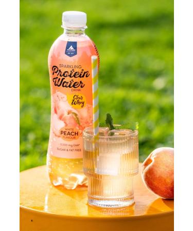 Multipower Sparkling Protein Water - White Peach Flavor | EAA Enriched Sports Drink | 12 x 500ml | Refreshing & Fruity | International Shipping Available - Buy Online on GoSupps.com