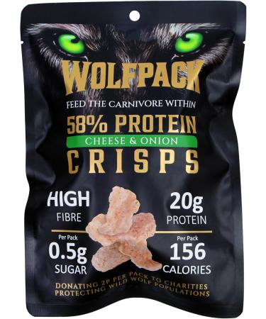  WOLFPACK Wolfpack - High protein crisps - Cheese and onion - Crunchy pork crust snacks - Box of 12 packs of 35g - Buy Online on GoSupps.com