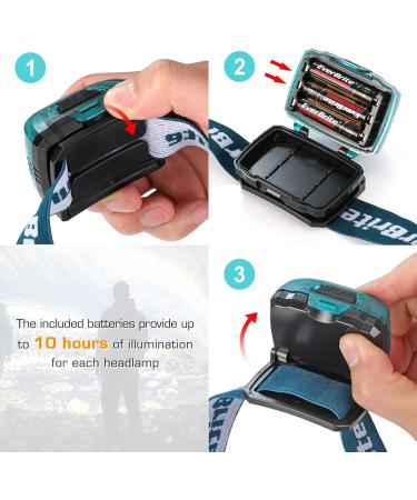 Everbrite LED Headlamp 2-Pack for Kids - Blue with Red & Green Light 5 Modes - Perfect Christmas Gifts for Camping & Outdoor Adventures Includes 6 AAA Batteries  - Buy Online on GoSupps.com