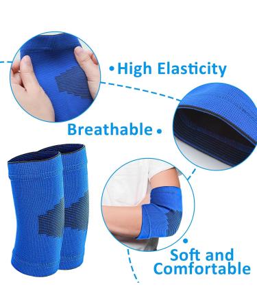 Sibba Compression Elbow Brace for Kids - 2 Pairs Support Sleeve for Volleyball Basketball Tennis & Weight Lifting - Breathable Black & Blue Elbow Wraps - Buy Online on GoSupps.com