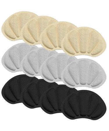 6 pairs of heel cushions for women's shoes heel cushion for big insoles self -adhesive comfort insoles anti -bubbles pain relief foot care shoe pillow (black gray beige)