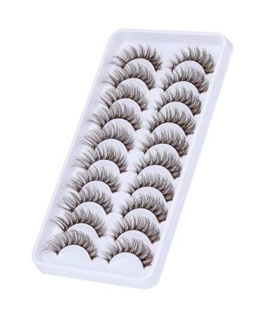 Ruairie Brown 14MM Natural Look Cat Eye False Eyelashes - Fluffy Wispy Strip Lashes (10 Pairs) - Buy Online on GoSupps.com