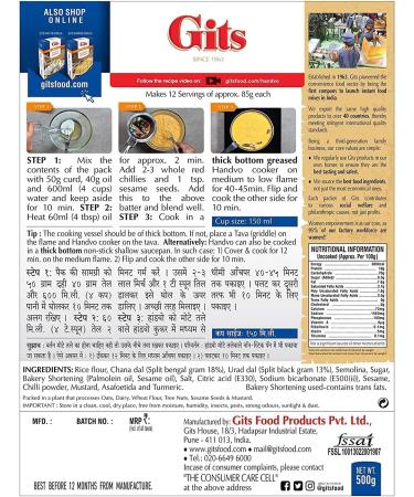 Gits Handvo Snack Mix 500g - A Popular Gujrati Breakfast - Made With Rice And Lentils Mixed With Spices (Pack of 3) - Buy Online on GoSupps.com