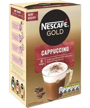 Nescaf Gold Cappuccino Instant Coffee 8 x 15.5g 8 Count (Pack of 1) & Gold Cappuccino Unsweetened Taste Coffee Pack of 8 - Buy Online on GoSupps.com