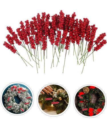 ABOOFAN 50pcs Flower Garland Fake Berry Stem Artificial Xmas Berry Stem Artificial Berry Christmas Tree Decor Christmas Berry Picks Artificial Berries Stems Red Fruit Branch - Buy Online on GoSupps.com