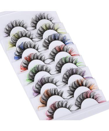 Yawamica Colored Wispy Fluffy Russian Strip Lashes - 8 Pairs (8 Colors) | D Curl False Eyelashes for Colored Lash Extensions - Buy Online on GoSupps.com