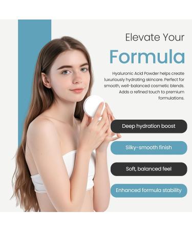 Pure Hyaluronic Acid Powder (0.52 oz. / 15 Grams) 1800 kDa+ for Skin Cosmetic Grade Hyaluronic Acid High Molecular Weight Powder DIY Hyaluronic Acid Serums 0.52 Ounce (15 g) - Buy Online on GoSupps.com
