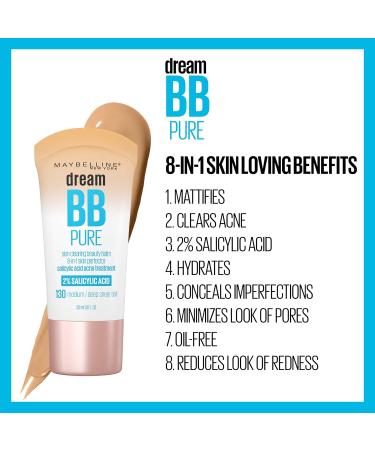 Maybelline Dream Pure BB Cream 8-in-1 Skin Clearing Perfector Light/Medium 1 oz - Pack of 2 - Buy Online on GoSupps.com