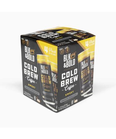 Blk & Bold Cold Brew | Smoove Sweet | Low Calorie | Zero Sugar | Fair Trade Certified Specialty Coffee | B Corp | Black Owned Business | 8 oz can (Pack of 4)