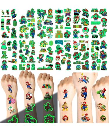 110pcs Temporary Tattoos Stickers Glow in The Dark as Theme Party 12 sheet glowing