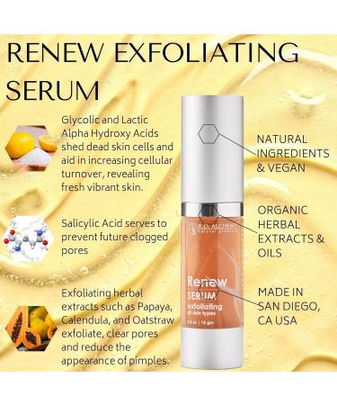 RD Alchemy Renew Exfoliating Serum | Natural & Organic Glycolic & Salicylic Acid | Best Skin Exfoliator for Resurfacing & Acne Prone Skin - Buy Online on GoSupps.com