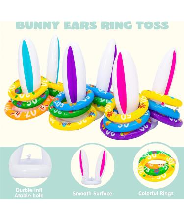 JOYIN Inflatable Bunny Ear Ring Toss Game - 3 Sets with 18 Rings, Blue Pink Purple Rabbit Ears - Indoor Outdoor Easter Party Supplies - Buy Online on GoSupps.com