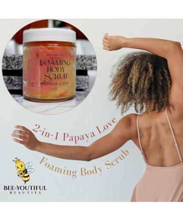 Bee-Youtiful Beauties Papaya Love Foaming Body Scrub | Hydrating Scrub & Exfoliating Scrub for Nourishing Essential Body Care Women Gifts | Exfoliating Body Scrub for Women and Men - 4 Oz - Buy Online on GoSupps.com