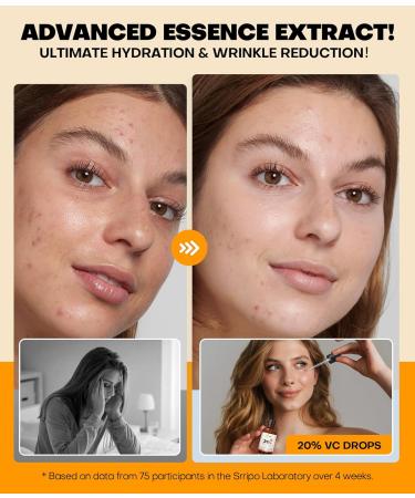 Pure Natural Skin Brightening & Anti Aging 20% Vitamin C Serum, Collagen Peptide Infused Face Serum for Deep Hydration, All-in-One with Niacinamide, Retinol, Hyaluronic Acid, 2.02 Fl Oz orange - Buy Online on GoSupps.com