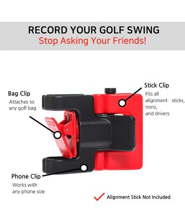 SelfieGOLF Record Golf Swing Holder - PGA Best Product Winner | Selfie Putting Training Aid for Any Golf Bag - Red/Black - Buy Online on GoSupps.com