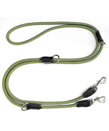 Leite -green adjustable dog leash 3m - robust nylon double linen for medium -sized to large dogs 200kg traction 2 carabiners - olive green forrest 3 m x 1.1 cm - Buy Online on GoSupps.com