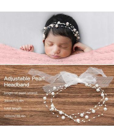 Spokki 2PCS Baby Props Photography Wrap Kit - Handmade Pearl Wrap Blanket with Headband | Newborn Outfits for Photography - Pink | 35.5 X 67 inch - Buy Online on GoSupps.com