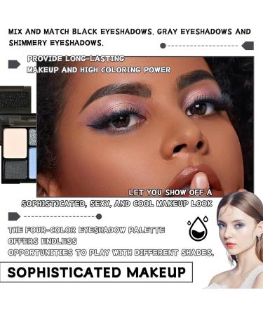 Blue Gray Eyeshadow Palette 4 Colors Matte Glitter Eyeshadow Makeup Palette with Brushes Waterproof Long Lasting Pigmented Gray Silver Eye Shadow Palette Goth Halloween Daily Makeup Pallet - Buy Online on GoSupps.com