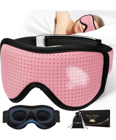 Musicozy 3D Breathable Silk Sleep Mask for Men and Women - Light Blocking Eye Cover for Travel, Office, Nap - Pink & Purple 2 Pack - Buy Online on GoSupps.com