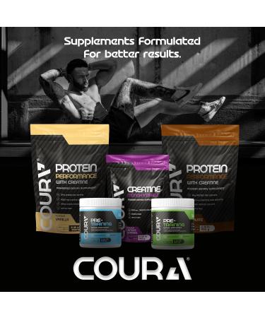 COURA Creatine Monohydrate Lemon-Berries Flavor - Sports Supplement - Strength and Endurance - Ideal for Intense Workouts - Gluten Free - Bottle Free - 450g - Buy Online on GoSupps.com