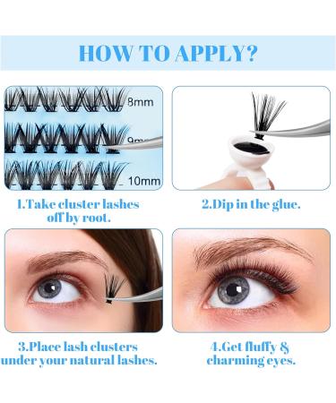 GEMERRY Cluster Lashes Kit: 240Pcs DIY D Curl 8-16mm Eyelash Extension Set with Bond, Seal, Glue Remover, Tweezers - B-KIT 30D+40D-0.07D - Buy Online on GoSupps.com