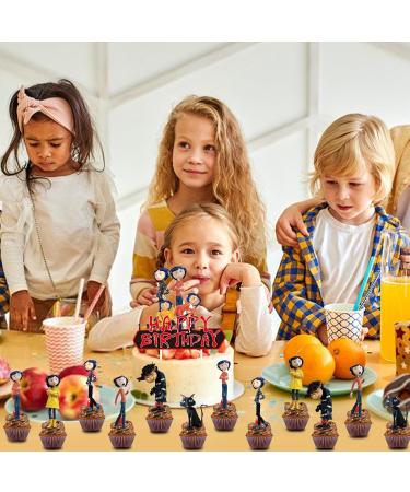 Coraline Theme Birthday Party Supplies Coraline Cake Decorations with 1pcs Cake Topper 24pcs Cupcake Toppers for Kids Coraline Birthday Party Decorations - Buy Online on GoSupps.com