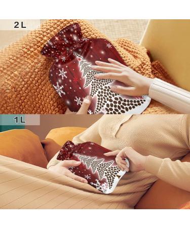Snowflakes Christmas Tree Hot Water Bottle - 1L Pain Relief & Bed Warmer for Women | Cozy Cover Included - Buy Online on GoSupps.com