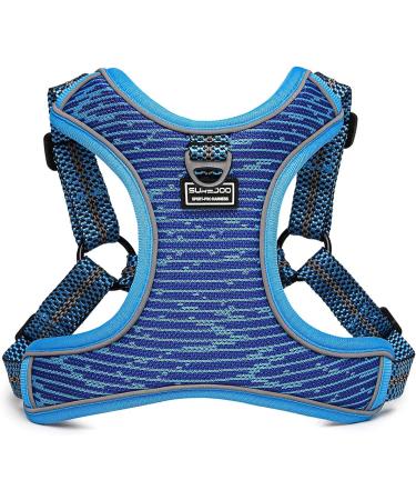 Suredoo Blue Dog Harness for Large Medium & Small Breeds - No Pull Reflective Breathable & Adjustable Safety Harness for Puppies & Pets - Buy Online on GoSupps.com