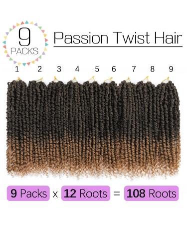 9 Packs Passion Twist Crochet Hair 12 Inch Pre-Twisted Crochet Hair Pre Looped Crochet Hair for Black Women Crochet Passion Twist Hair Synthetic Hair Extensions T27 12 Inch (Pack of 9) T27 - Buy Online on GoSupps.com