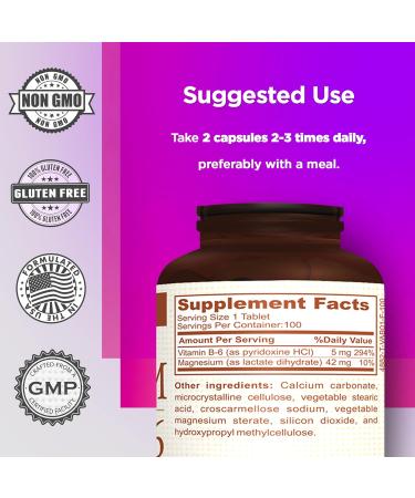 Amvilab Magnesium and Vitamin B6 - Helps Maintain Muscle Health - Supports Brain Health & Nerve Function - Helps Daily Vitality & Sleep Quality - Recovery Boost - Dietary Supplement - 100 Tablets - Buy Online on GoSupps.com