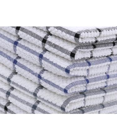 Cotton Grid Dish Cloths Terry Cleaning Rags 12 x 12 Inches Light and Soft Quick Drying - 8pc/Set (Grey) - Buy Online on GoSupps.com