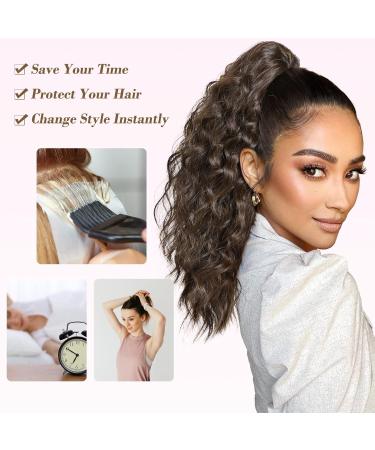 REECHO 18 Dark Ash Blonde Claw Clip Ponytail Extension - Long Curly Wavy Hairpiece for Women - Synthetic Multi-Layered Hair Extension - 160g - Buy Online on GoSupps.com